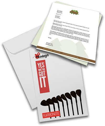 Examples of printed envelopes and letterhead